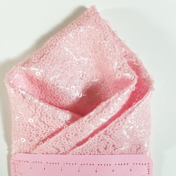 Men's Sequin Pre-Folded Pocket Square Insert - Light Pink - Picture 3 of 6